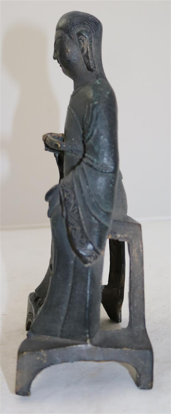 A Chinese bronze figure of Hsuan Tien Shang Ti, Ming dynasty or later, 24.5cm